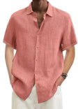Men's Linen Short Sleeve Shirt Button Front