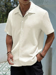 Men's Textured Short Sleeve Shirt Classic Collar
