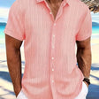 Men's Textured Short Sleeve Shirt Button Front