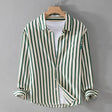 Men's Striped Cotton Button-Down Shirt Long Sleeve