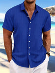 Men's Textured Short Sleeve Shirt Button Front
