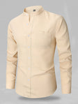 Men's Band Collar Shirt Long Sleeve Chest Pocket