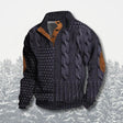 Men's Cable Knit Sweater Zip Collar