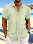 Men's Textured Short Sleeve Shirt Button Front
