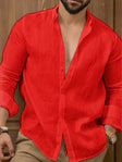 Men's Linen Button-Down Shirt Long Sleeve