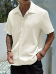 Men's Textured Short Sleeve Shirt Button Front