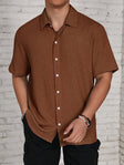 Men's Textured Short Sleeve Shirt Classic Collar