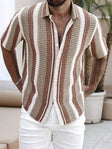 Men's Textured Stripe Shirt Short Sleeve