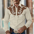 Men's Western Embroidered Shirt Contrast Yoke