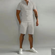 Men's Zip Polo Shorts Set Short Sleeve