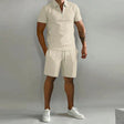 Men's Zip Polo Shorts Set Short Sleeve