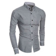 Men's Slim Fit Button-Down Shirt Stand Collar