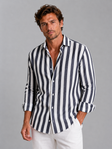 Men's Striped Linen Shirt Relaxed Fit