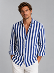 Men's Striped Linen Shirt Relaxed Fit