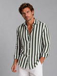Men's Striped Linen Shirt Relaxed Fit