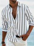 Men's Striped Button-Down Shirt Relaxed Fit