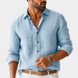 Men's Linen Button-Down Shirt Long Sleeves