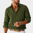 Men's Linen Button-Down Shirt Long Sleeves