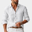 Men's Linen Button-Down Shirt Long Sleeves