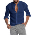 Men's Linen Shirt Grandad Collar