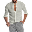 Men's Linen Shirt Grandad Collar