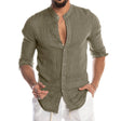 Men's Linen Shirt Grandad Collar