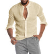Men's Linen Shirt Grandad Collar