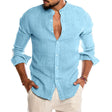 Men's Linen Shirt Grandad Collar