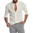 Men's Linen Shirt Grandad Collar