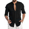 Men's Linen Shirt Grandad Collar