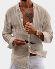 Men's Linen Button-Down Shirt Long Sleeve