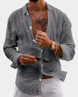 Men's Linen Button-Down Shirt Long Sleeve