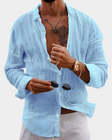 Men's Linen Button-Down Shirt Long Sleeve