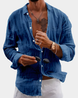 Men's Linen Button-Down Shirt Long Sleeve