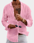 Men's Linen Button-Down Shirt Long Sleeve