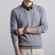 Men's Knit Sweater V-Neck Ribbed Trim
