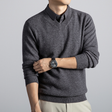 Men's Knit Sweater V-Neck Ribbed Trim