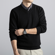 Men's Knit Sweater V-Neck Ribbed Trim