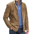 Men's Suede Blazer Jacket Notch Lapel
