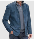 Men's Suede Blazer Jacket Notch Lapel