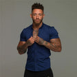Men's Slim Fit Button-Down Shirt Short Sleeve