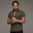 Men's Slim Fit Button-Down Shirt Short Sleeve