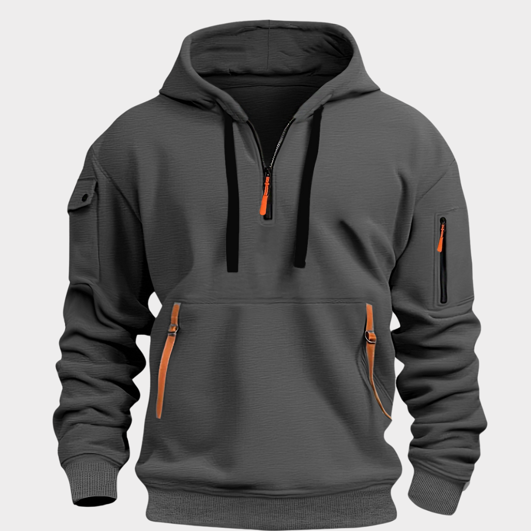 Jack | Modern Quarter-Zip Cargo Hoodie - Valereo