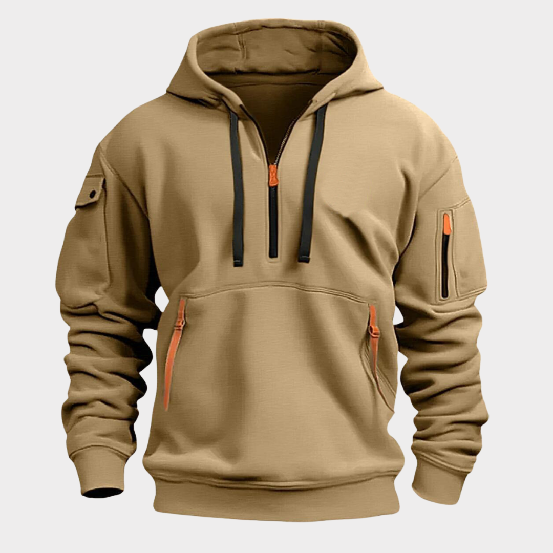 Jack | Modern Quarter-Zip Cargo Hoodie - Valereo