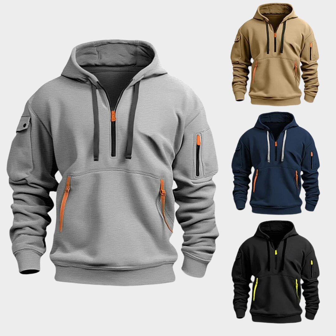 Jack | Modern Quarter-Zip Cargo Hoodie - Valereo