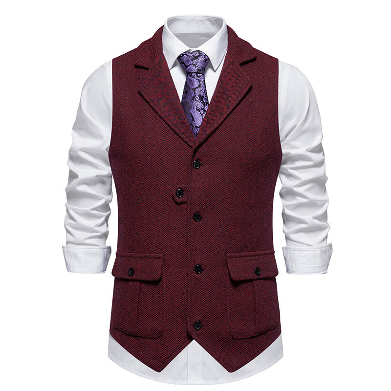 Jack | Refined Herringbone Tweed Vest - Valereo