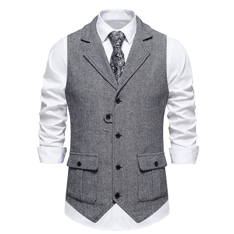 Jack | Refined Herringbone Tweed Vest - Valereo