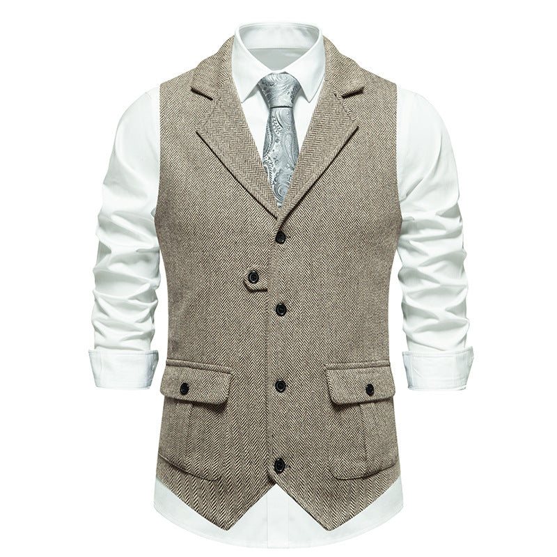 Jack | Refined Herringbone Tweed Vest - Valereo