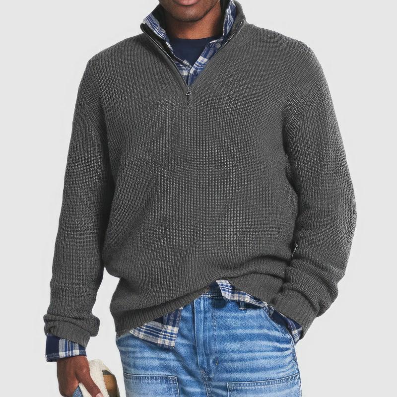 James | Casual Quarter-Zip Ribbed Sweater - Valereo