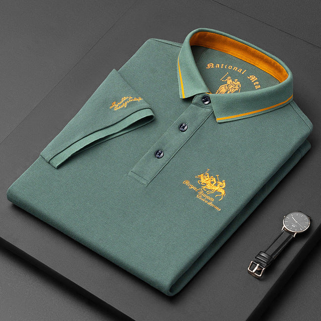 James | Classic Embroidered Contrast-Collar Polo Shirt - Valereo